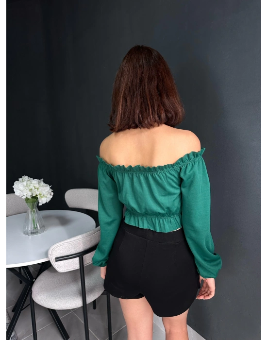 Düşük Kol Yeşil Bluz