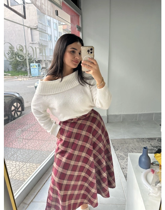 Kırmızı Ekose Etek