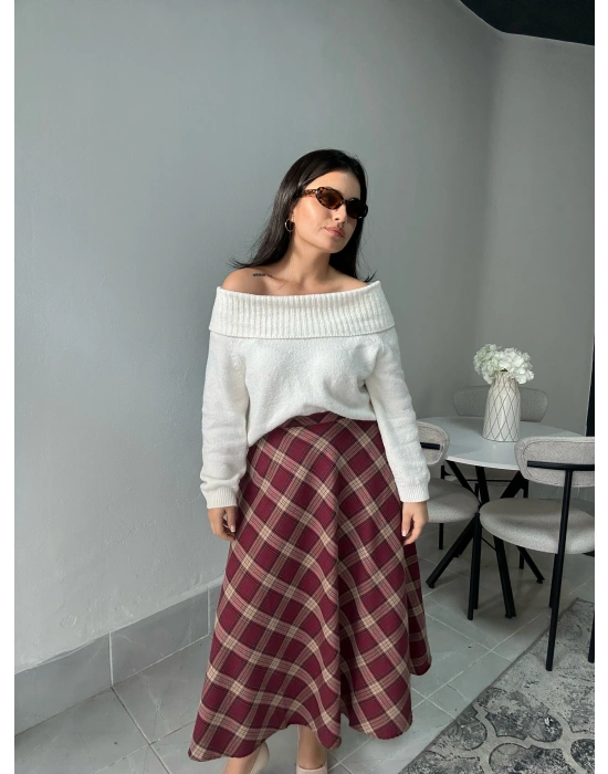 Kırmızı Ekose Etek