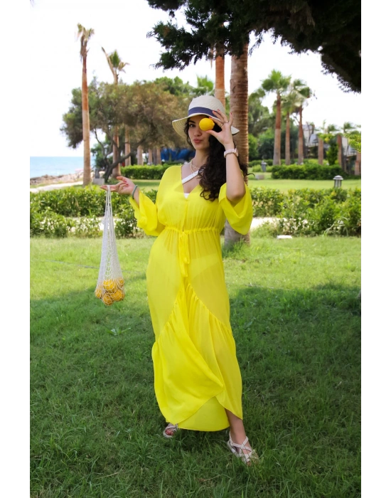 Fırfırlı Sarı Kimono