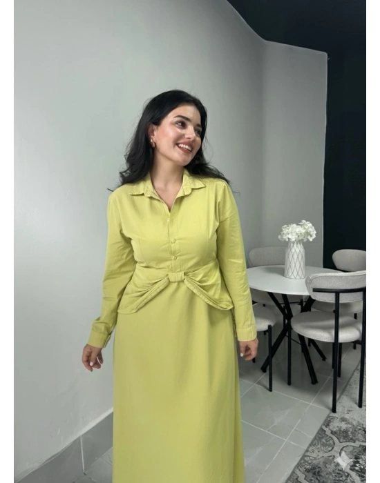 Gömlek Yaka Yağ Yeşili Elbise