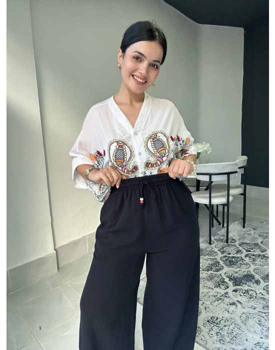 Ham Keten Siyah Pantolon