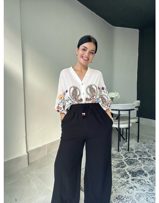 Ham Keten Siyah Pantolon