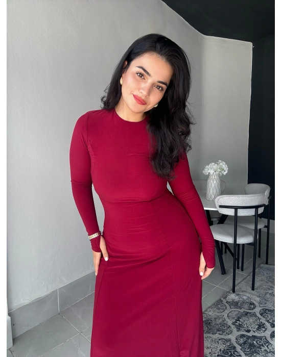 İspanyol Bordo Elbise