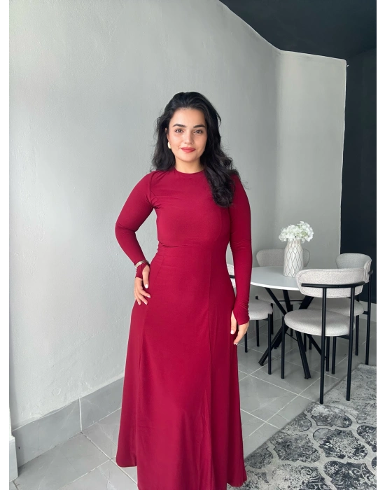 İspanyol Bordo Elbise
