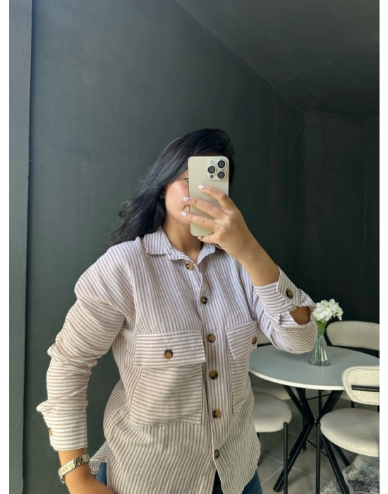 Kahverengi Çizgili Gömlek