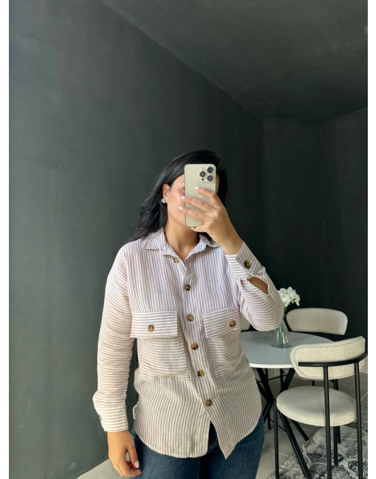 Kahverengi Çizgili Gömlek