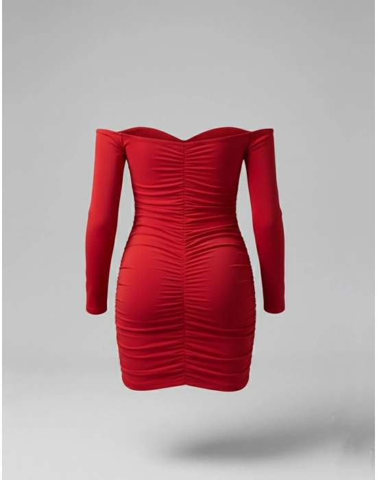 Kalp Yaka Kırmızı Elbise