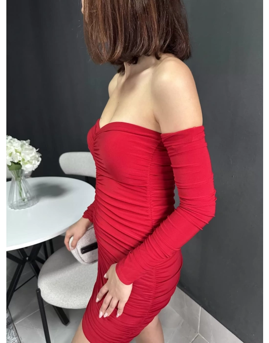 Kalp Yaka Kırmızı Elbise