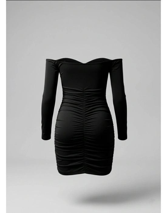 Kalp Yaka Siyah Elbise