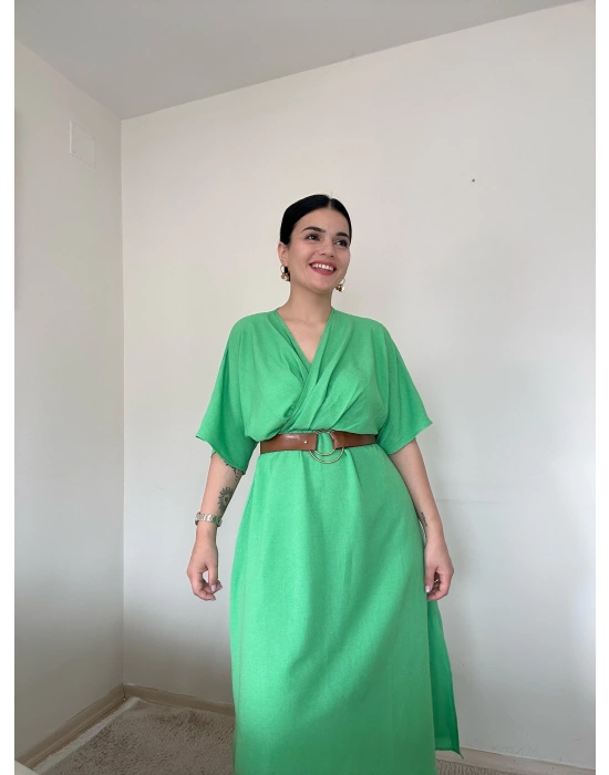 Kemerli Yeşil Elbise