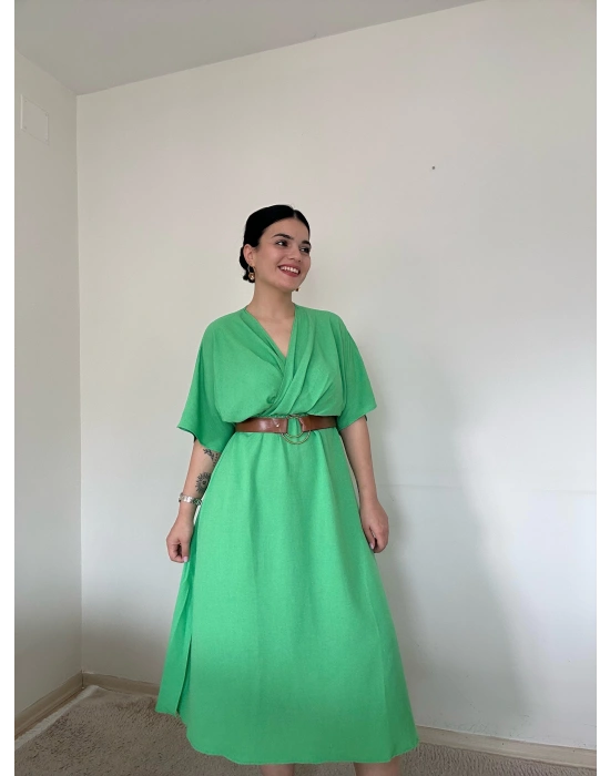 Kemerli Yeşil Elbise