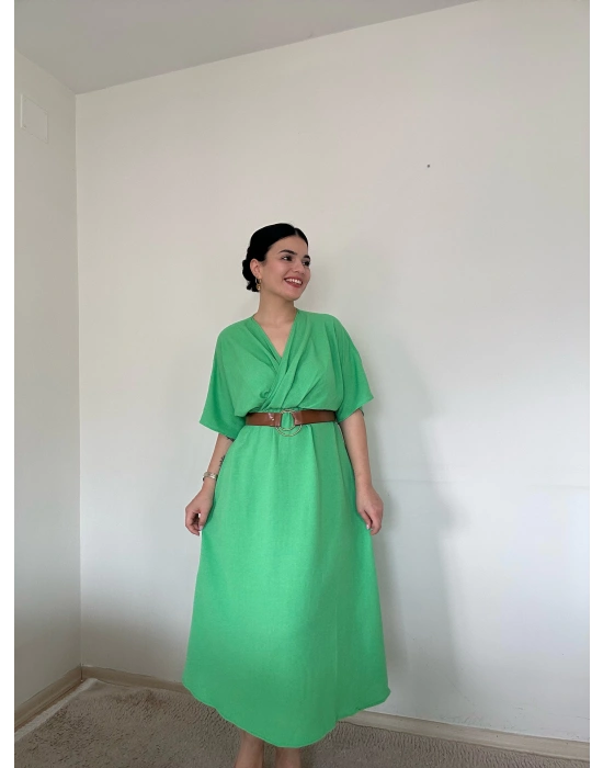 Kemerli Yeşil Elbise
