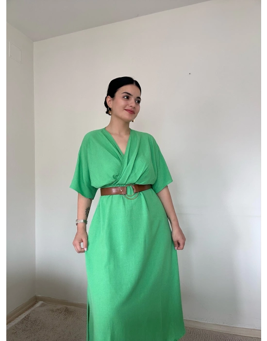 Kemerli Yeşil Elbise