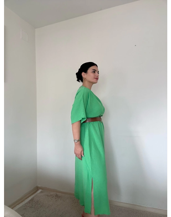 Kemerli Yeşil Elbise