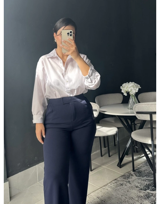 Lacivert Palazzo Pantolon