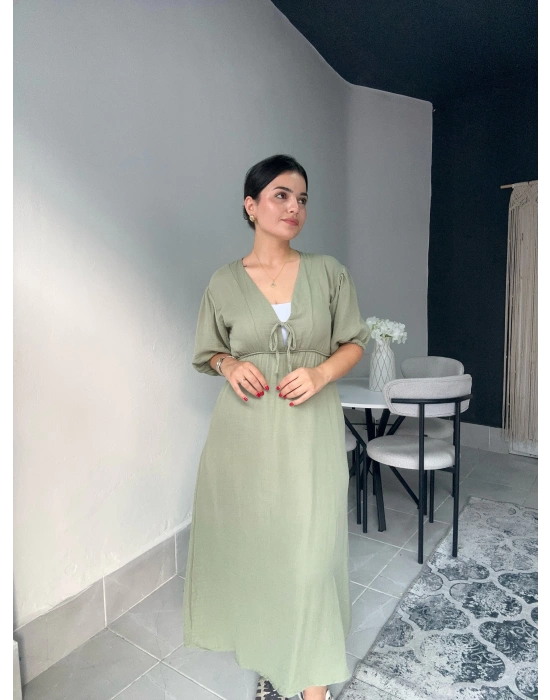 Midi Mint Yeşili Müslin Elbise