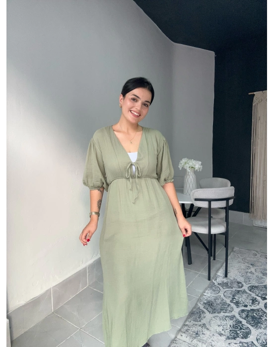 Midi Mint Yeşili Müslin Elbise