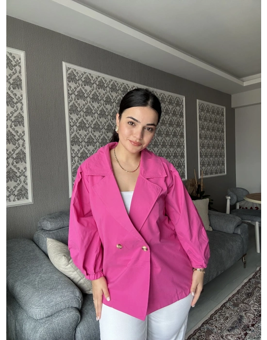 Pembe Oversize Mevsimlik Ceket