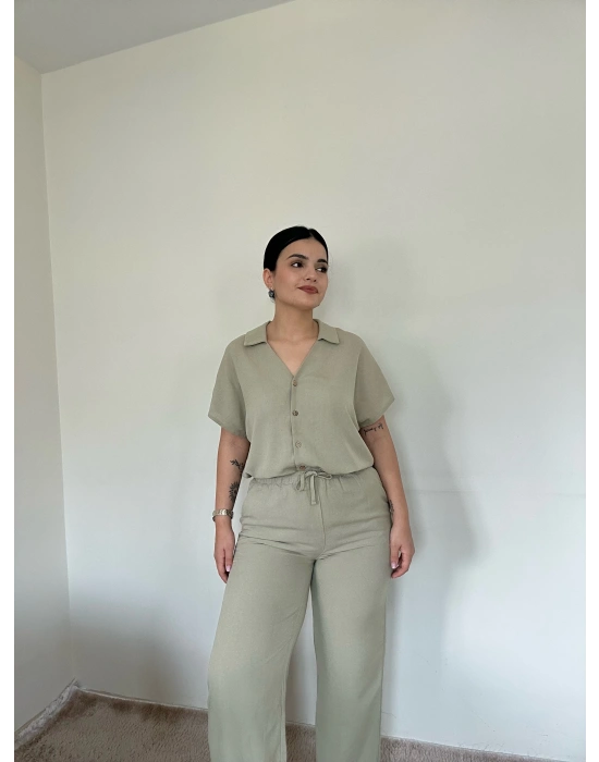 Premium Haki Gömlek Takım