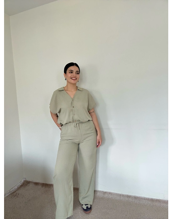 Premium Haki Gömlek Takım