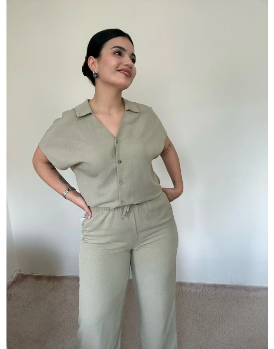 Premium Haki Gömlek Takım