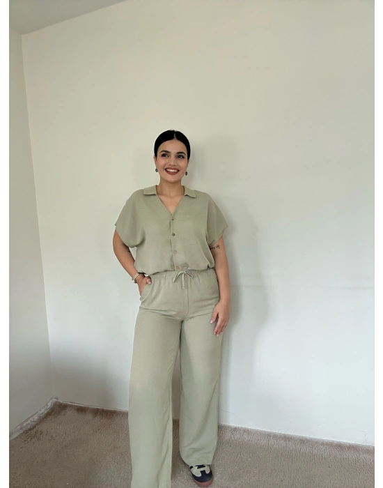 Premium Haki Gömlek Takım