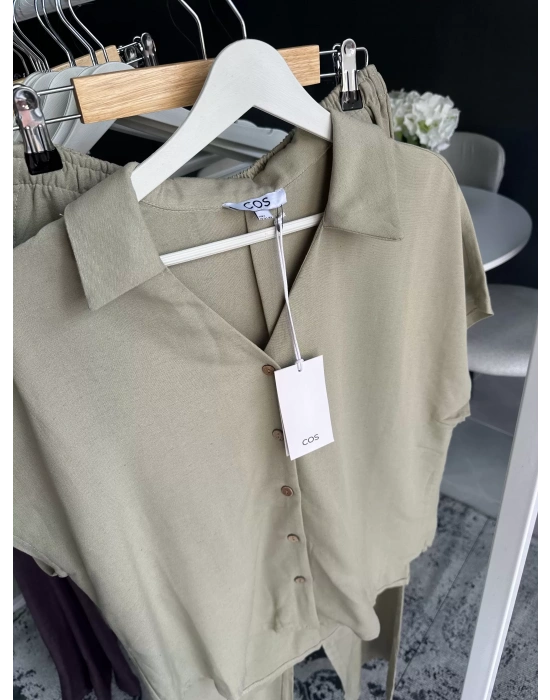 Premium Haki Gömlek Takım