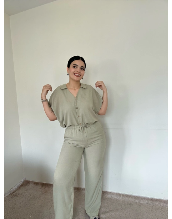 Premium Haki Gömlek Takım