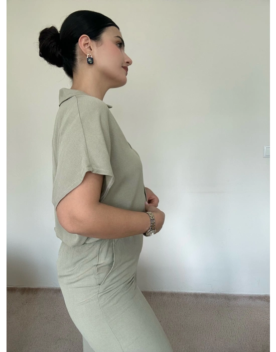 Premium Haki Gömlek Takım