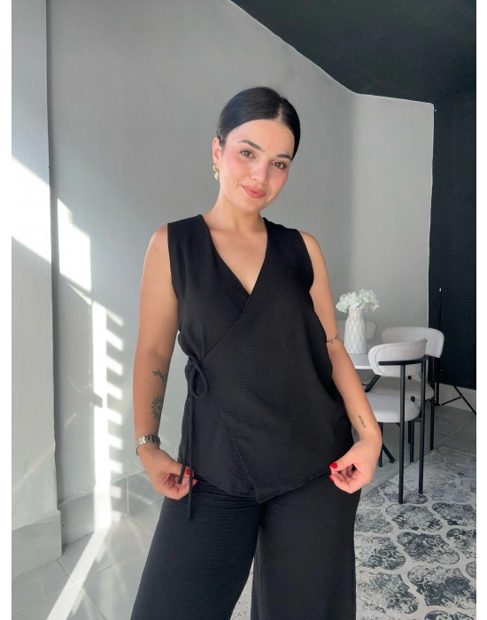 Yandan Bağlamalı Siyah Takım