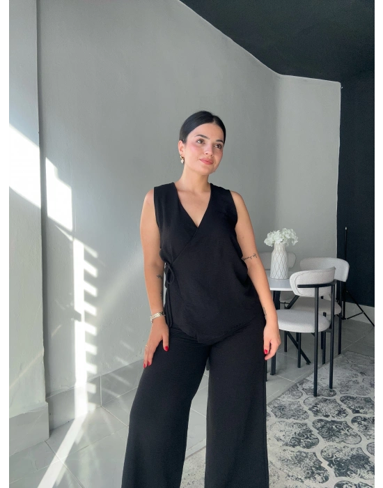 Yandan Bağlamalı Siyah Takım