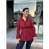 Kemer Detaylı Bordo Gömlek