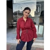 Kemer Detaylı Bordo Gömlek