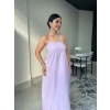 Askılı Lila Uzun Elbise