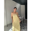 Askılı Sarı Uzun Elbise