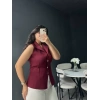 Bordo Düğmeli Yelek