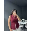 Bordo Düğmeli Yelek