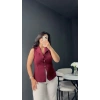 Bordo Düğmeli Yelek