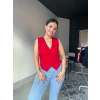 Düğmeli Kırmızı Yelek