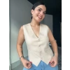Düğmeli Krem Yelek