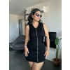 Fermuarlı Siyah Mini Elbise