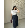 Kemerli Denim Uzun Etek