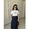 Kemerli Denim Uzun Etek