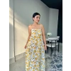 Limon Desenli Askılı Uzun Elbise