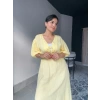 Midi Sarı Müslin Elbise