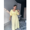 Midi Sarı Müslin Elbise