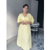 Midi Sarı Müslin Elbise