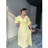 Midi Sarı Müslin Elbise