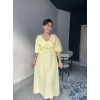 Midi Sarı Müslin Elbise